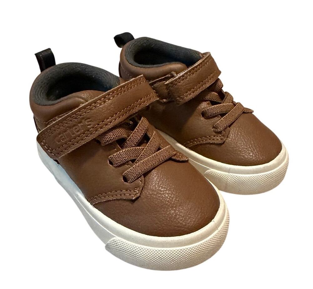 Carter's Toddler Boy High Top Casual Shoes Brown Faux Leather Size 4